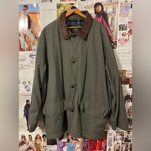 Vintage Club Room Genuine Leather Trim & Cotton Jacket